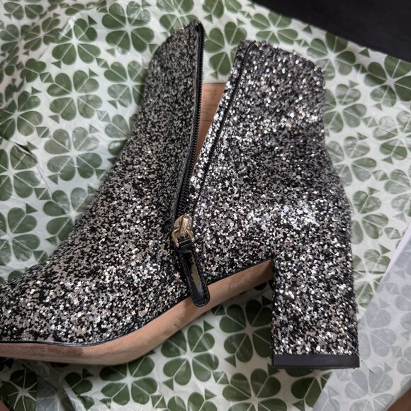 Kate Spade Junelle Silver glitter ankle boots Sz 6.5B w/box - Picture 11 of 14